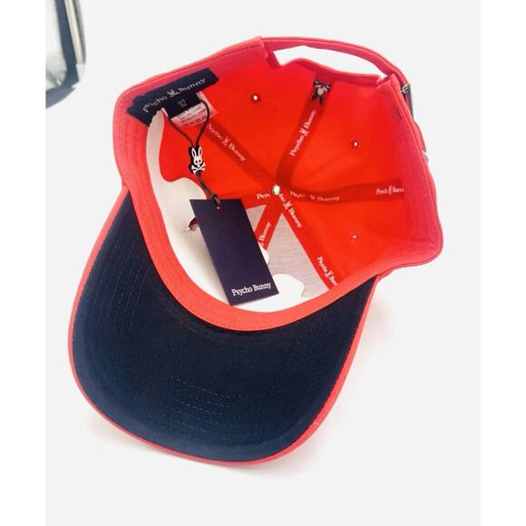 NWT $48 Psycho Bunny Men's Red Hibiscus Embroidered Big Bunny Baseball Cap S12 - Picture 8 of 12